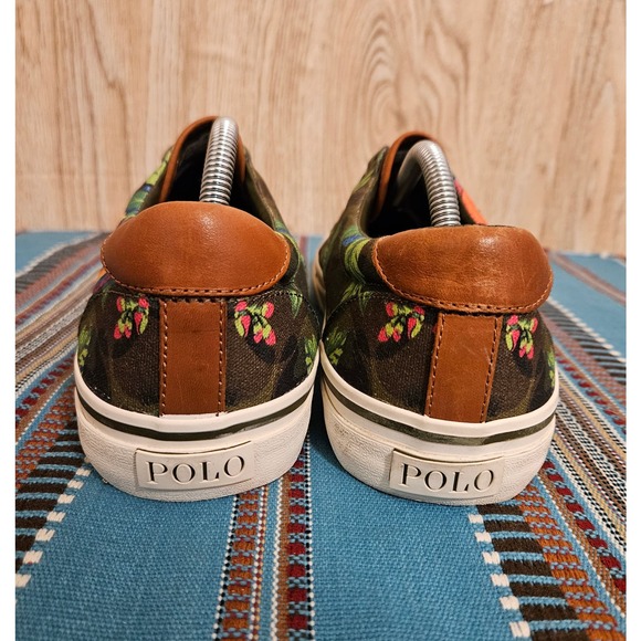 Polo Ralph Lauren Thorton III Floral Canvas Lace up Sneakers Men Size 10 D - Picture 3 of 7